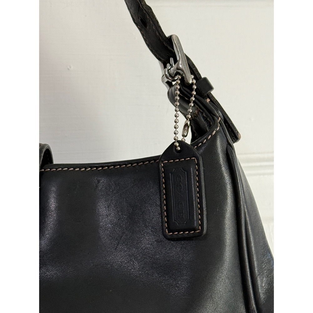 Coach Soho Black Leather Small Hobo Bag Vintage 7789 Contrast Stitch Costa Rica - Picture 2 of 9